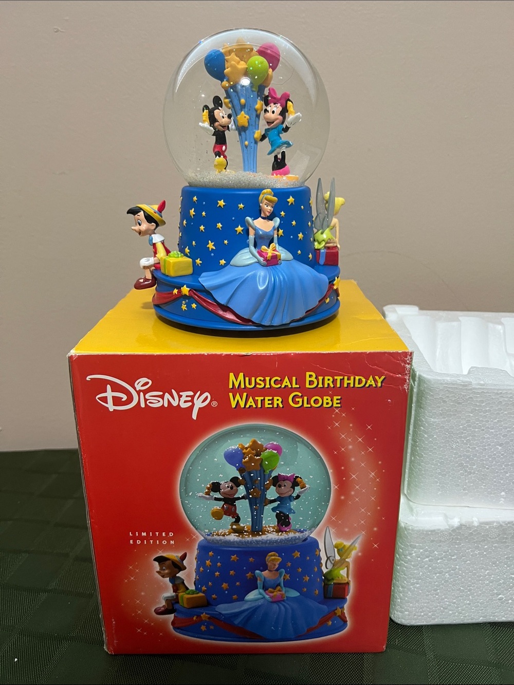 Disney Blue Musical Birthday Snow Globe wish upon star
